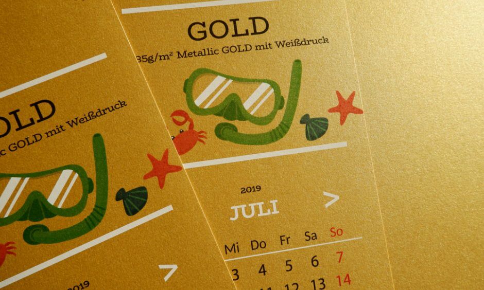Metallic Gold mit Weißdruck