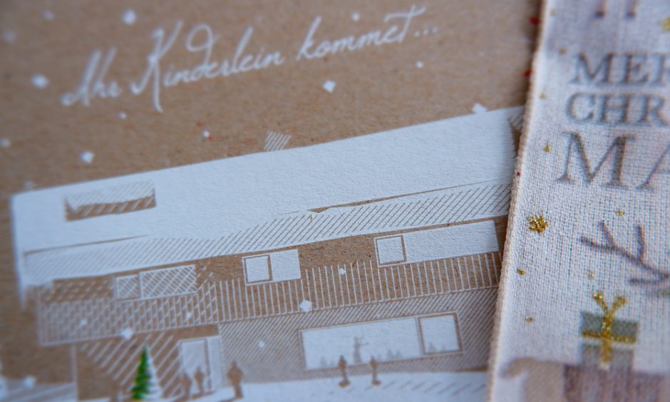 Weihnachtskarten drucken lassen mit Weissdruck