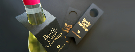 Flaschenanhänger-FAHNE 350g CARIBIC schwarz Heißfolie GOLD