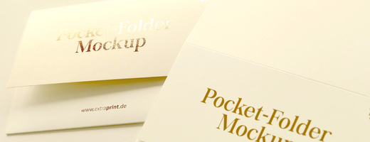 Pocketfolder für DIN A6 300g Munken Pure gelblich Heißfolie GOLD